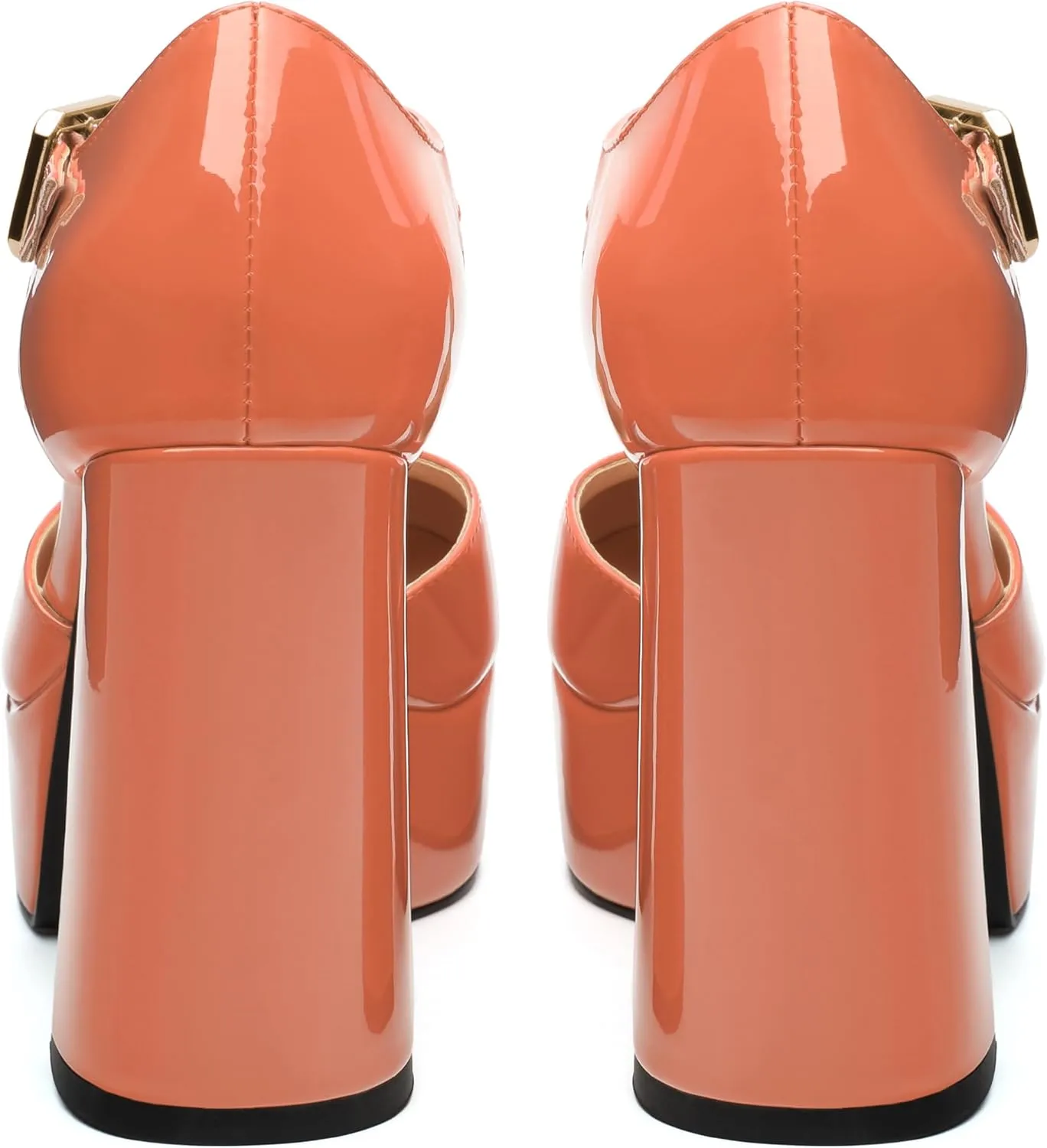FOGEENA Platform Heels for Women Chunky Block High Heel Closed Square Toe 4.3 Inch T-Strap Mary Jane Pumps Casual Dress Shoe