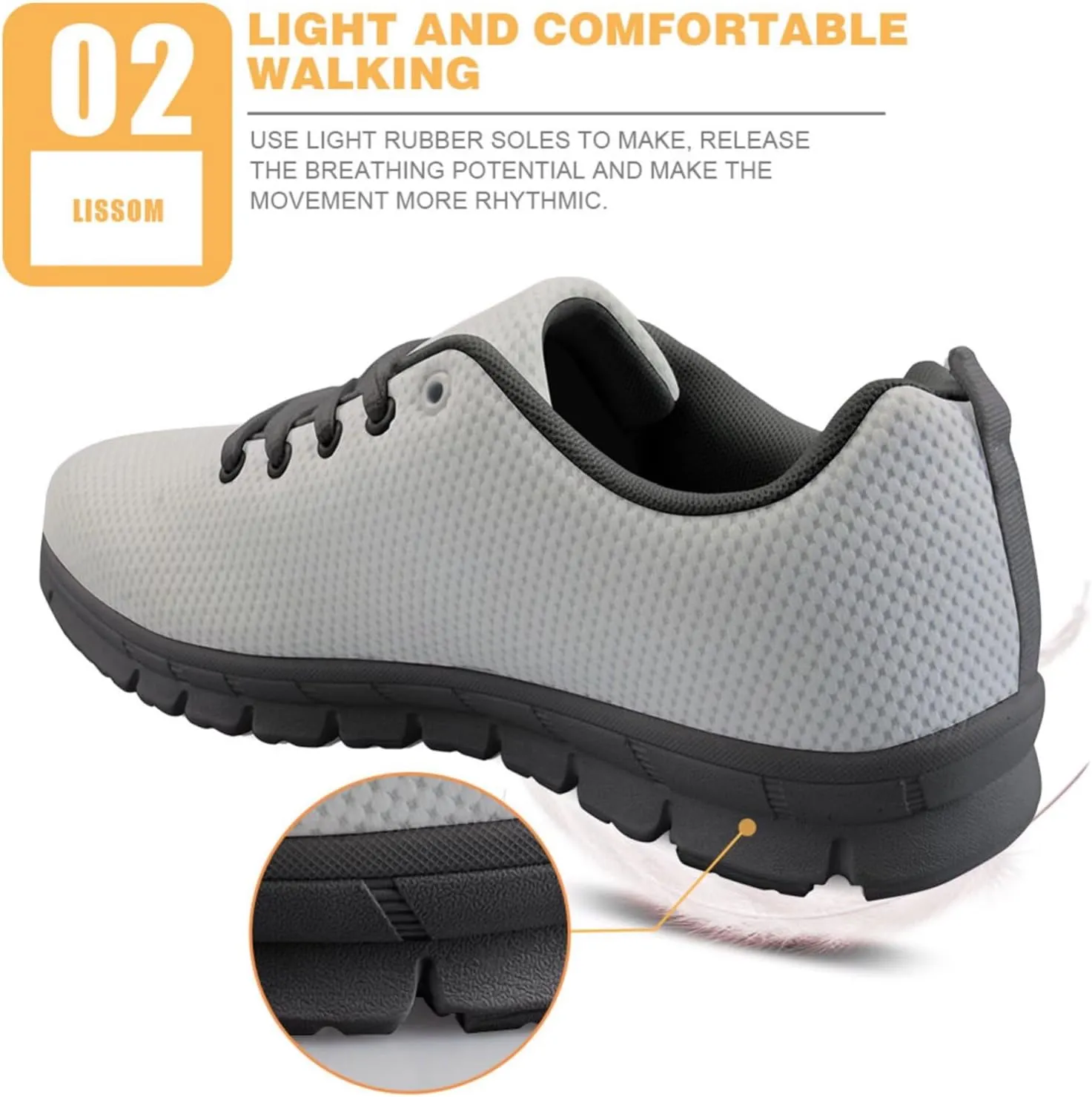 Forchrinse Grey Lion Women's Walking Shoes, Size 5, Casual, Athletic Shoe