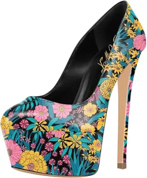 FOWT Women Chic Round Toe Platform Pumps Sexy 6 Inch Stiletto High Heels Dress Prom Wedding Slip On Shoes Size 4-15 US