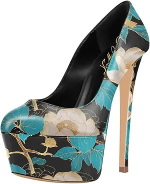 FOWT Women Chic Round Toe Platform Pumps Sexy 6 Inch Stiletto High Heels Dress Prom Wedding Slip On Shoes Size 4-15 US