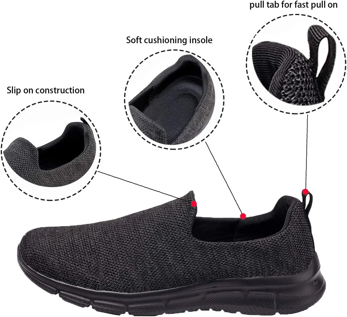 Frank Mully Men's Slip On Walking Shoes Lightweight Casual Knit Loafer Sneakers Comfortable Mesh Work Shoes Athletic Walking Shoes for Men Breathable