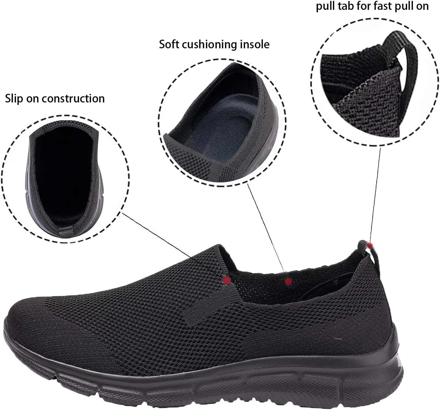 Frank Mully Men's Slip On Walking Shoes Lightweight Casual Knit Loafer Sneakers Comfortable Mesh Work Shoes Athletic Walking Shoes for Men Breathable