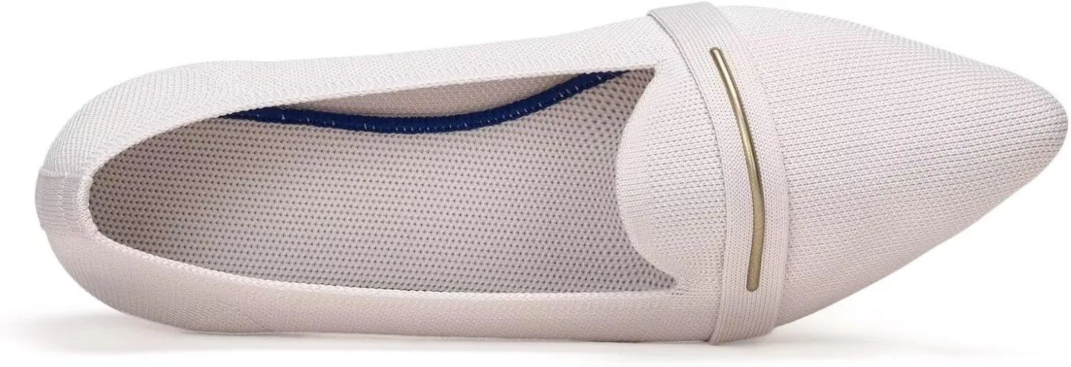 Frank Mully Women's Casual Loafer Flats Slip On Loafer Shoes Comfortable Knit Flat Shoes Classics Pointy Toe Loafer Flats,for Work,Travel