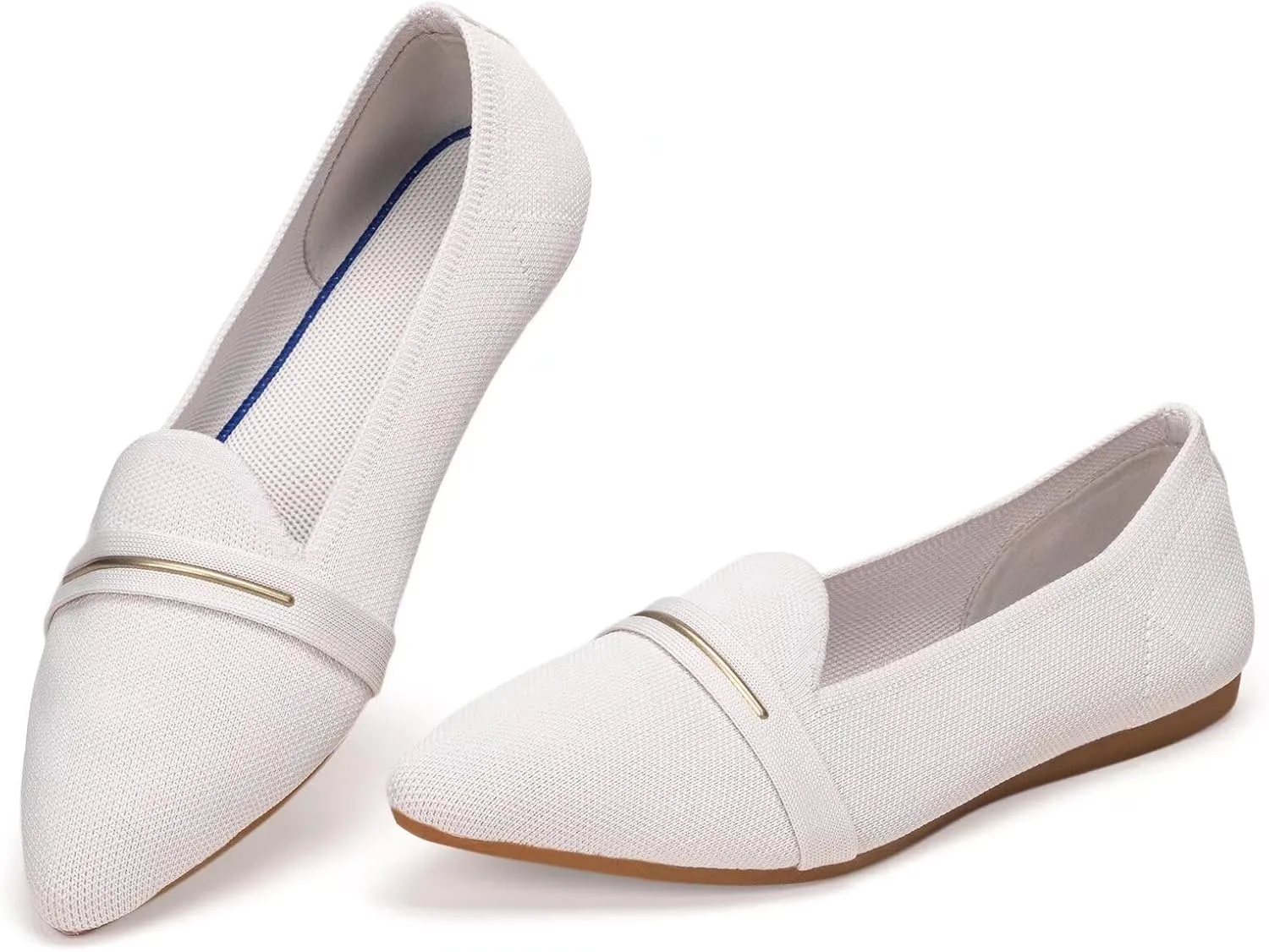 Frank Mully Women's Casual Loafer Flats Slip On Loafer Shoes Comfortable Knit Flat Shoes Classics Pointy Toe Loafer Flats,for Work,Travel