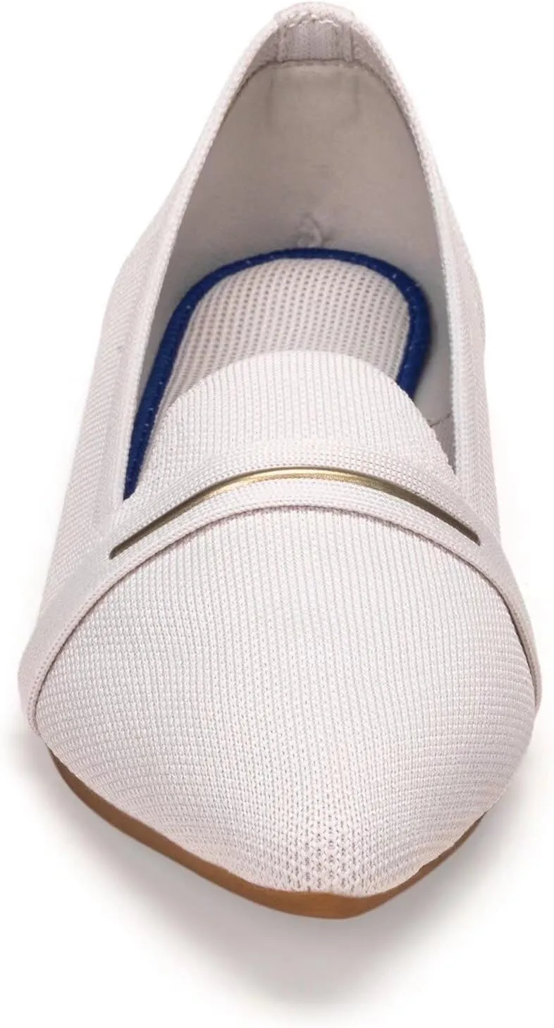 Frank Mully Women's Casual Loafer Flats Slip On Loafer Shoes Comfortable Knit Flat Shoes Classics Pointy Toe Loafer Flats,for Work,Travel