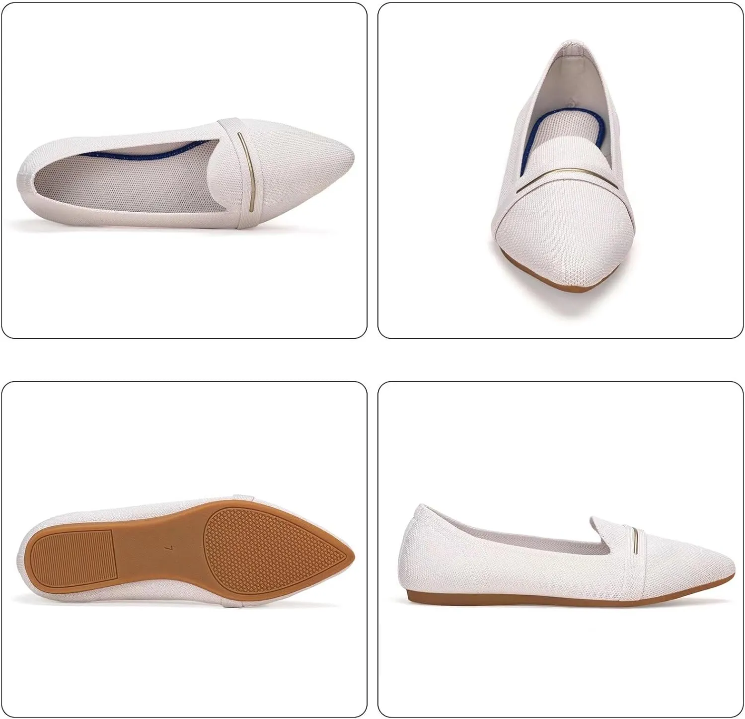 Frank Mully Women's Casual Loafer Flats Slip On Loafer Shoes Comfortable Knit Flat Shoes Classics Pointy Toe Loafer Flats,for Work,Travel