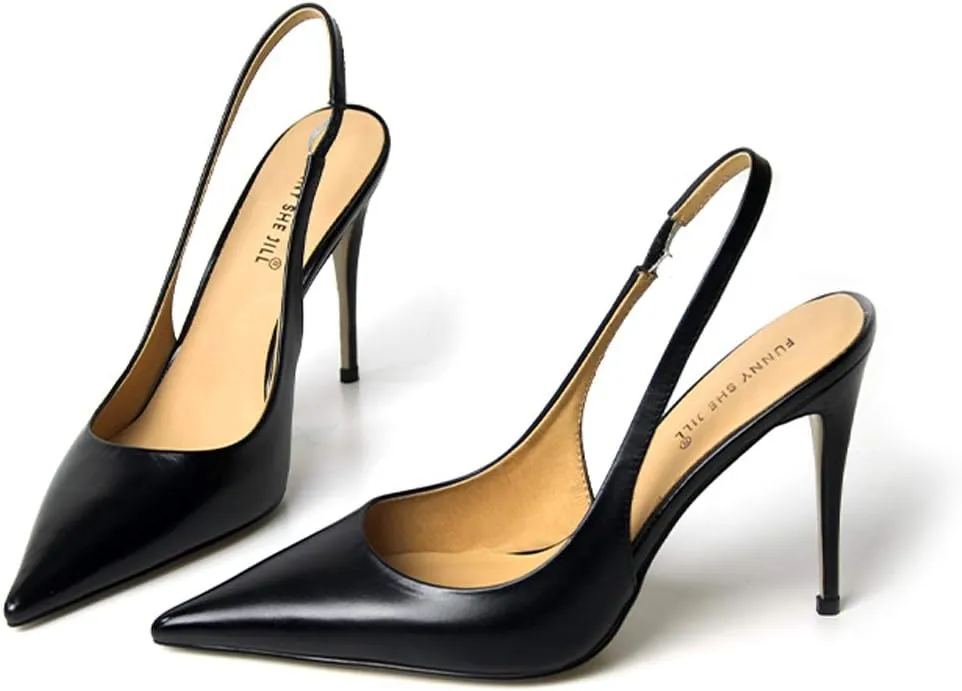 FSJ Women's Pointed Toe Stiletto Pumps Chic Slingback High Heels Slip on Ladies Party Office Dress Ladies Shoes