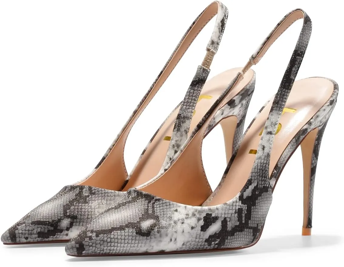 FSJ Women's Pointed Toe Stiletto Pumps Chic Slingback High Heels Slip on Ladies Party Office Dress Ladies Shoes