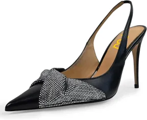 FSJ Women's Pointed Toe Stiletto Pumps Chic Slingback High Heels Slip on Ladies Party Office Dress Ladies Shoes