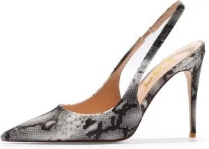 FSJ Women's Pointed Toe Stiletto Pumps Chic Slingback High Heels Slip on Ladies Party Office Dress Ladies Shoes