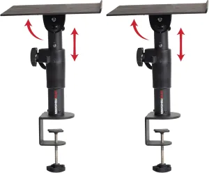 Gator Frameworks Desktop Clamp-On Studio Monitor and Speaker Stand with EVA foam Padded Surface, Angle Adjustable from 0° to 15° – Set of 2 (GFWSPKSTMNDSKCMP)