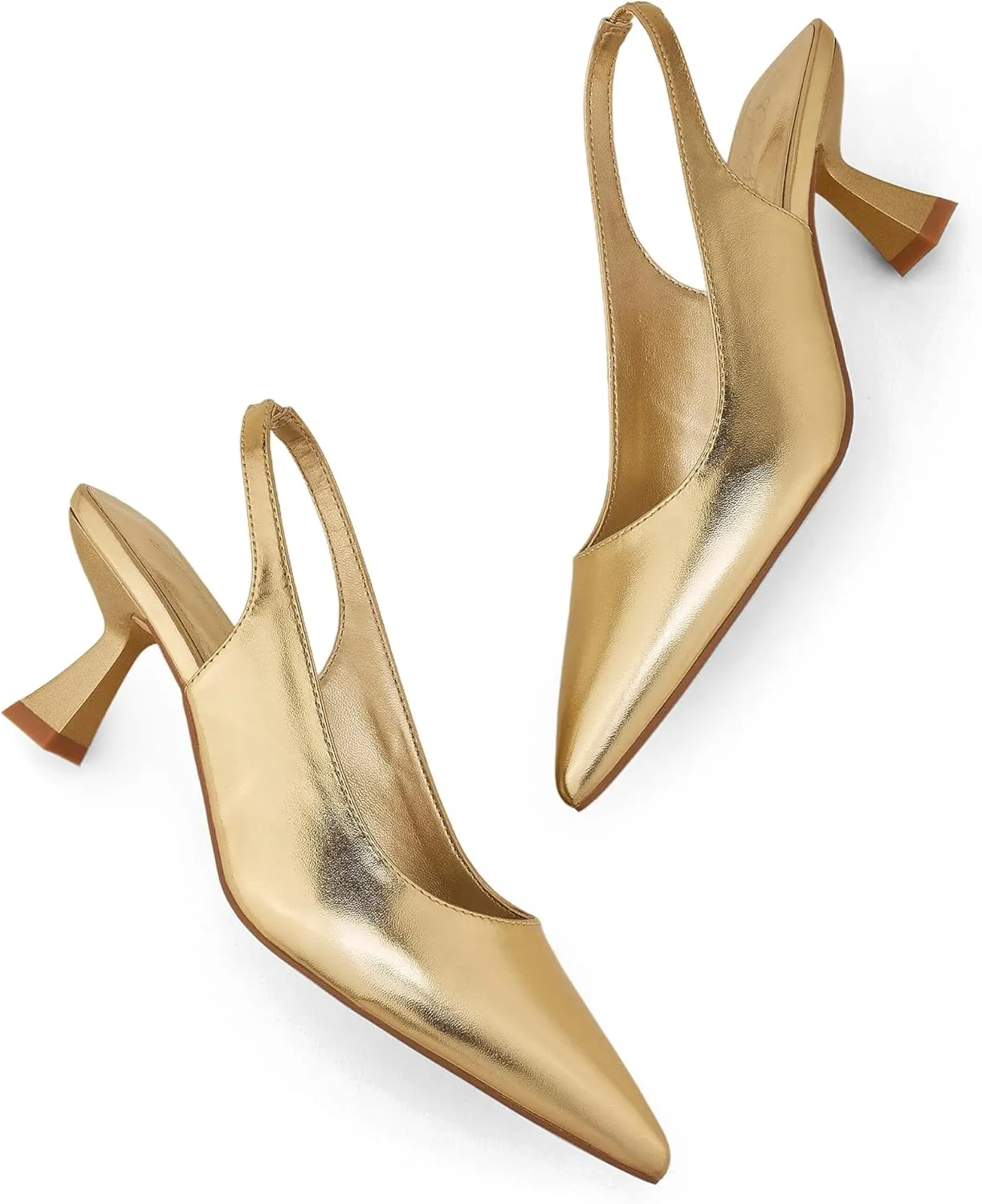 GENSHUO Slingback Kitten Heels for Women Pumps Closed Pointed Toe 2.3 Inch Low Heel Dress Shoes Comfortable Sexy Slip On Wedding Work Party Pumps