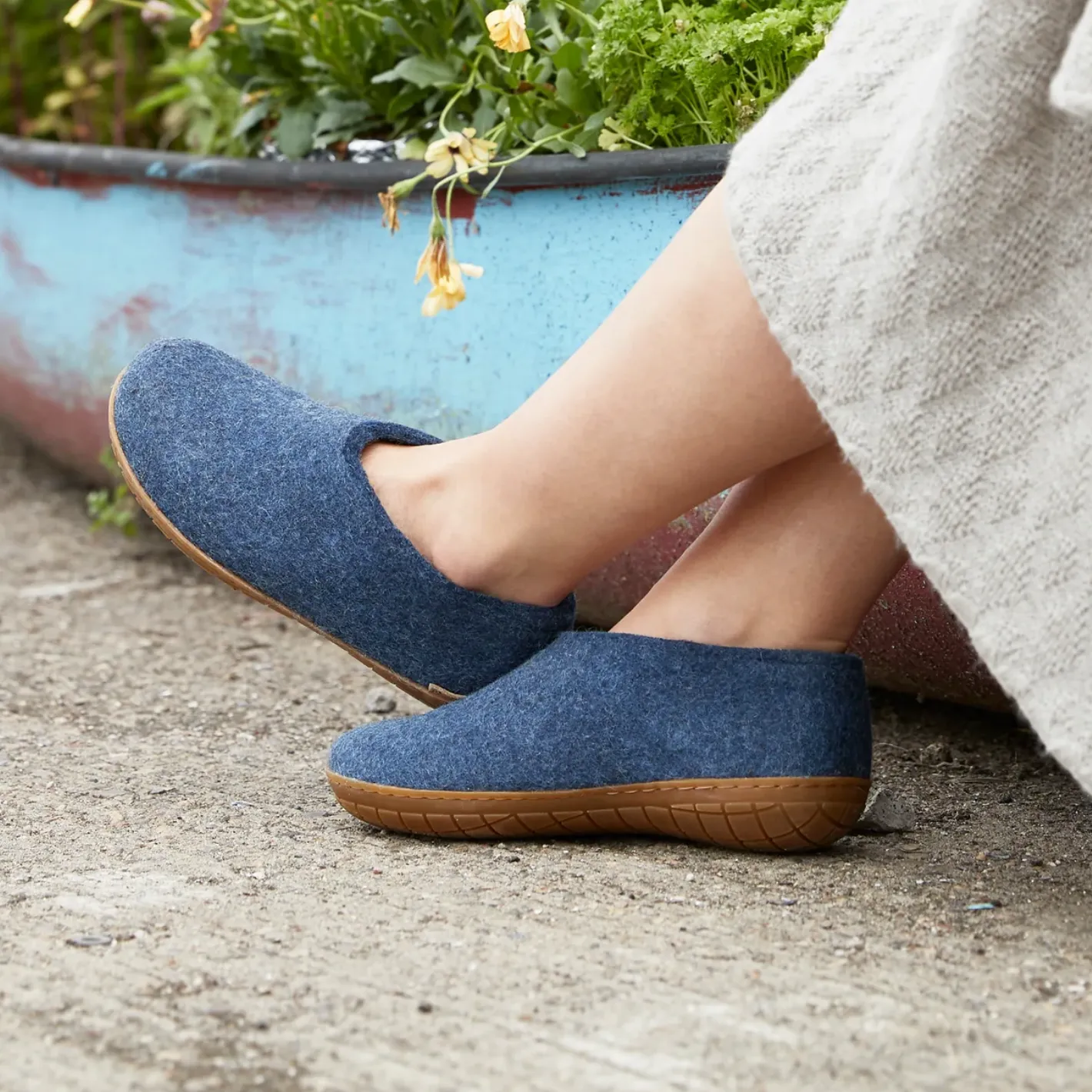 Glerups The Shoe Denim - Honey Rubber Sole