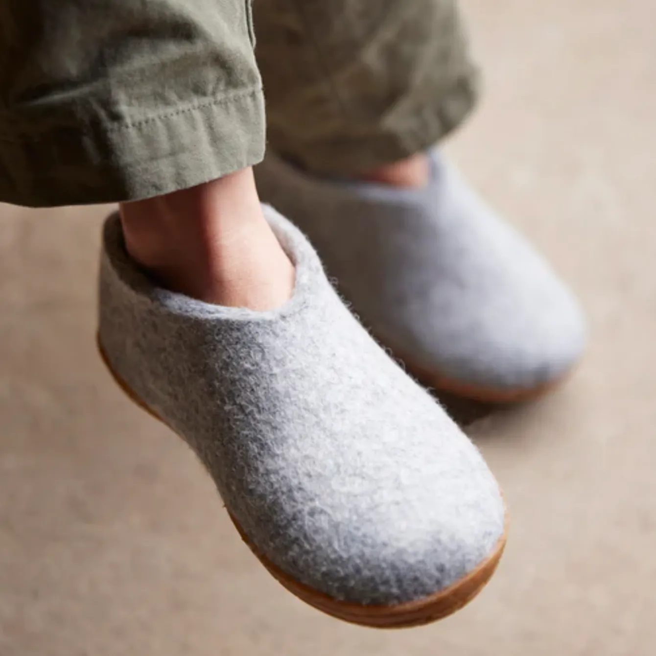 Glerups The Shoe Grey - Honey Rubber Sole