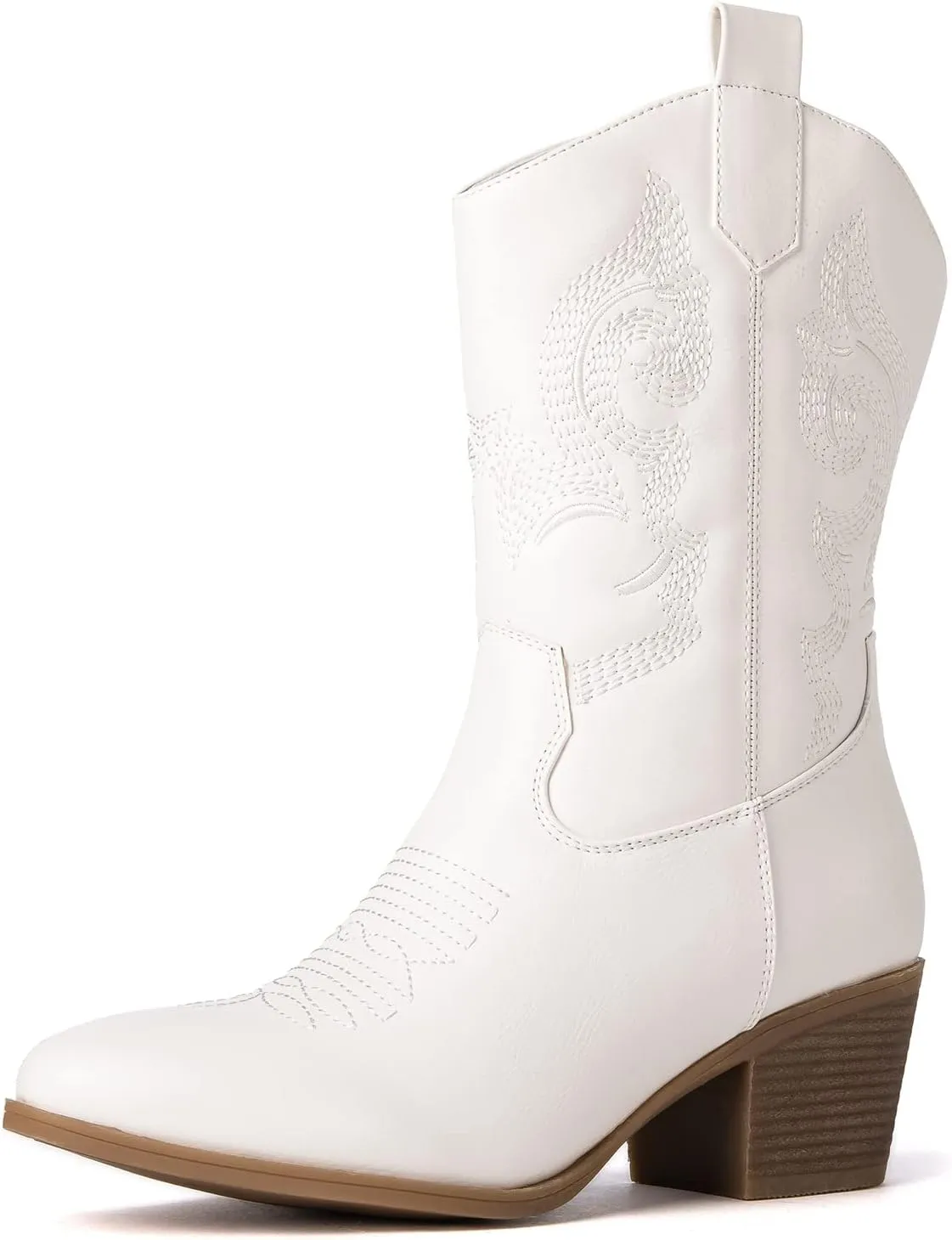 GLOBALWIN Women's Mid Calf The Western Cowgirl Boots Fashion Cowboy Boots For Women Chunky Low Heel