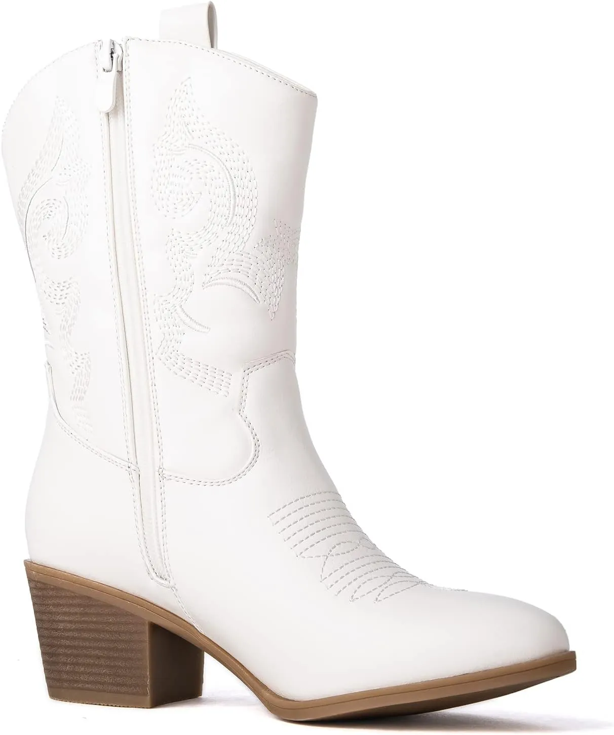 GLOBALWIN Women's Mid Calf The Western Cowgirl Boots Fashion Cowboy Boots For Women Chunky Low Heel