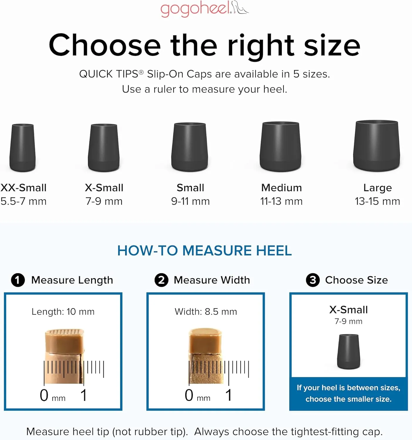 GoGoHeel Quick Tips - The Original High Heel Protector & Heel Repair Caps - 4 Pairs Multipack (XS, S, M, L, Taupe)