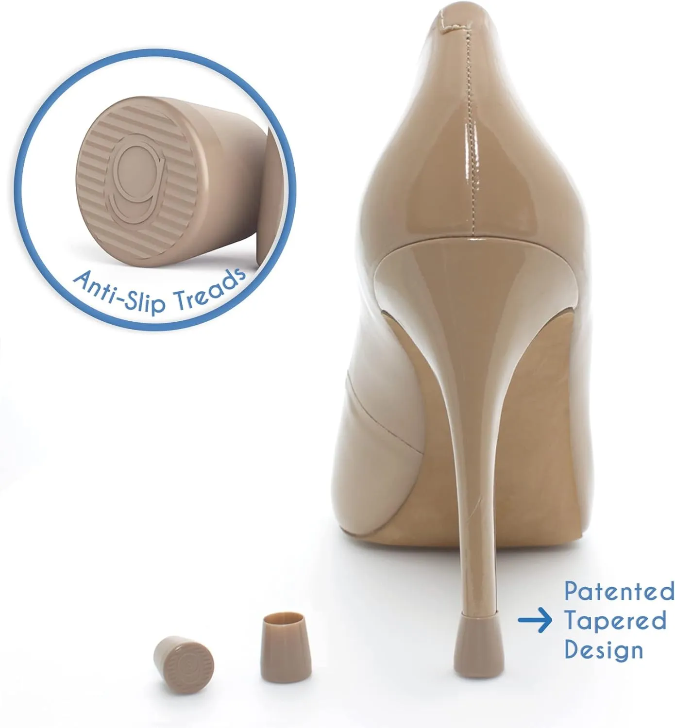 GoGoHeel Quick Tips - The Original High Heel Protector & Heel Repair Caps - 4 Pairs Multipack (XS, S, M, L, Taupe)