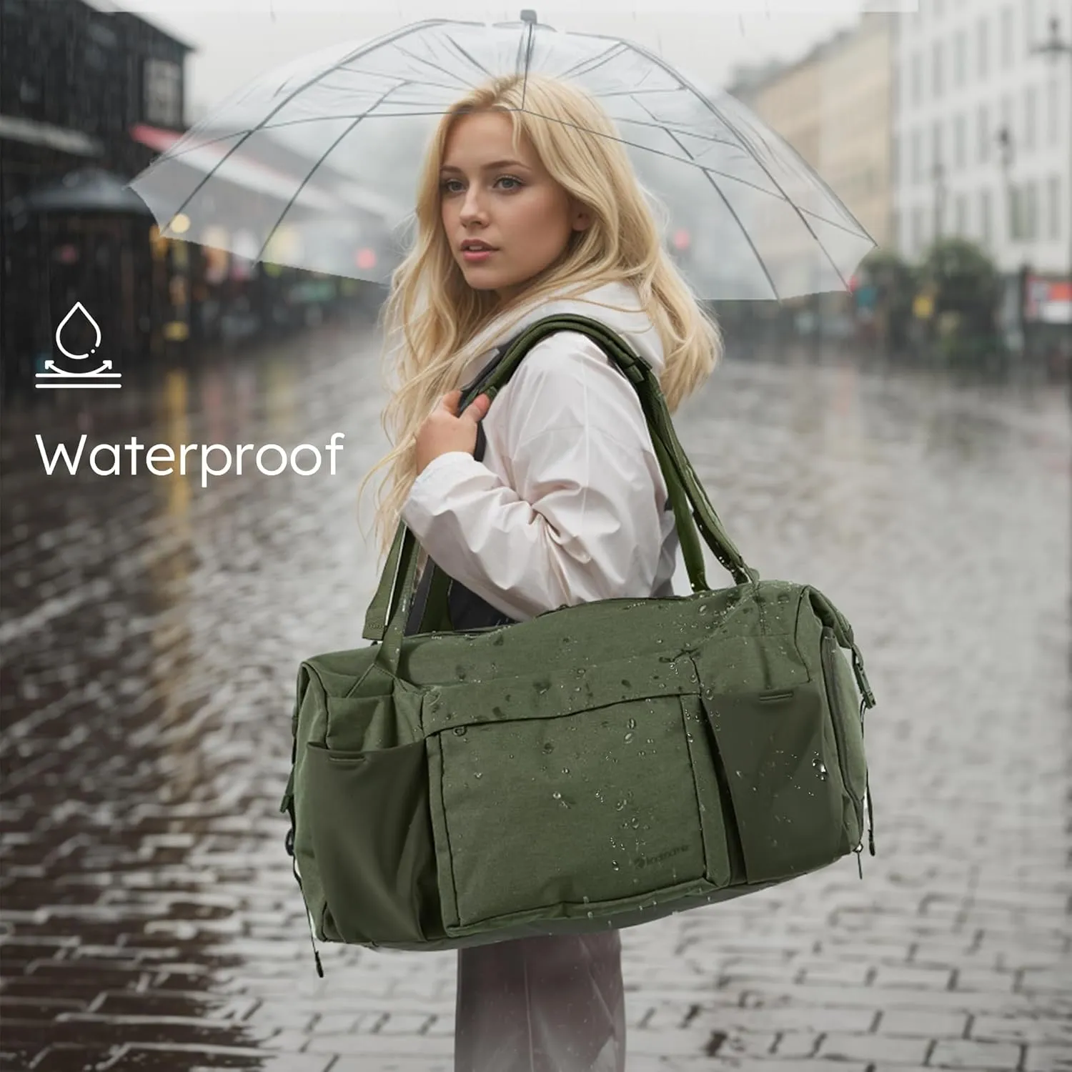 Gym Bag for Men with Shoes Compartment and Wet Pocket Convertible Duffle Bag and Gym Backpack Waterproof Sports Bags for Men with 2 Bottle Holders Weekender Overnight Bag-Dark Green