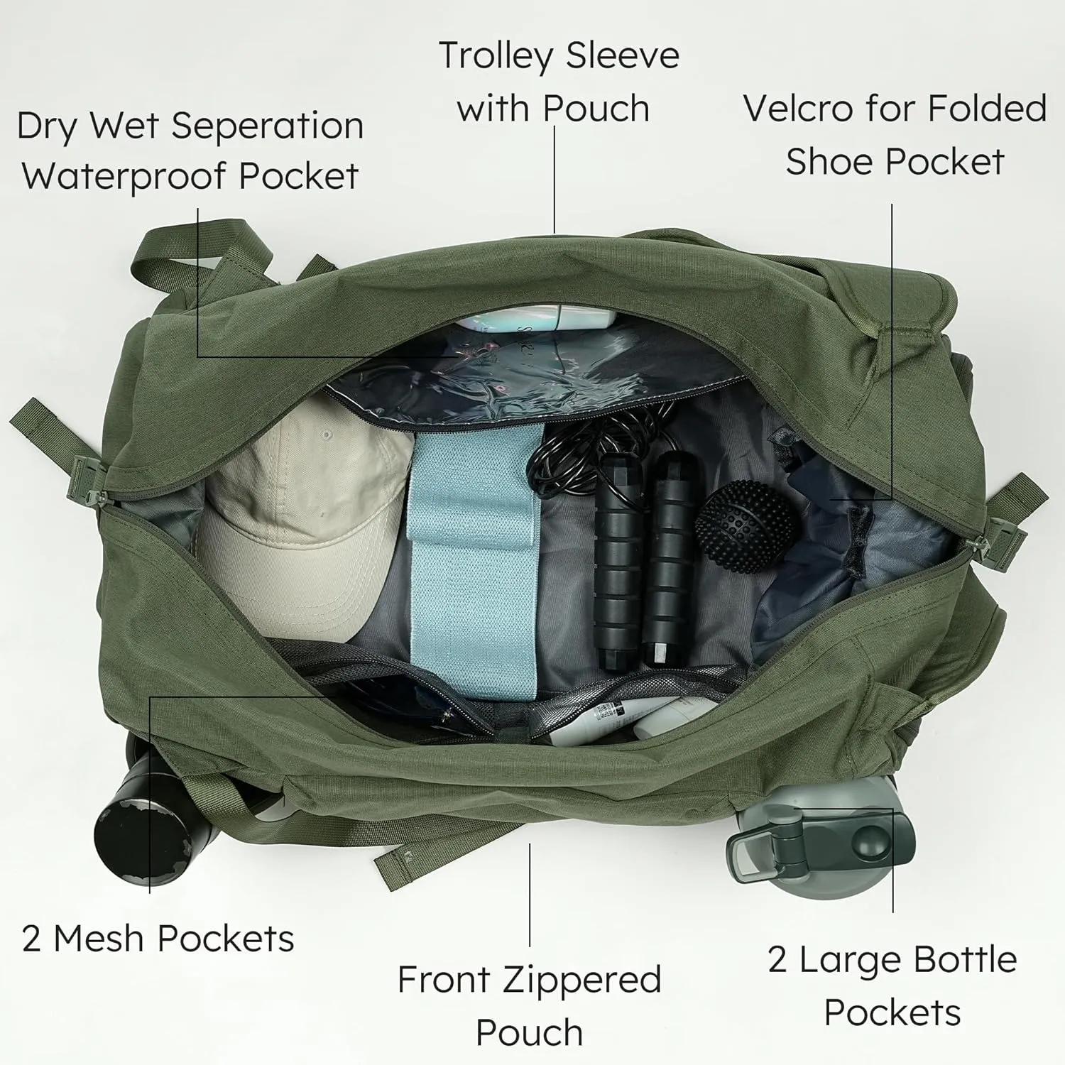 Gym Bag for Men with Shoes Compartment and Wet Pocket Convertible Duffle Bag and Gym Backpack Waterproof Sports Bags for Men with 2 Bottle Holders Weekender Overnight Bag-Dark Green