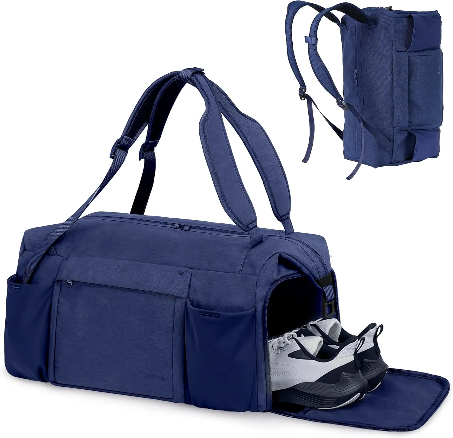 Gym Bag for Men with Shoes Compartment and Wet Pocket Convertible Duffle Bag and Gym Backpack Waterproof Sports Bags with 2 Bottle Holders Multipurpose Weekender Overnight Bag -Dark Blue