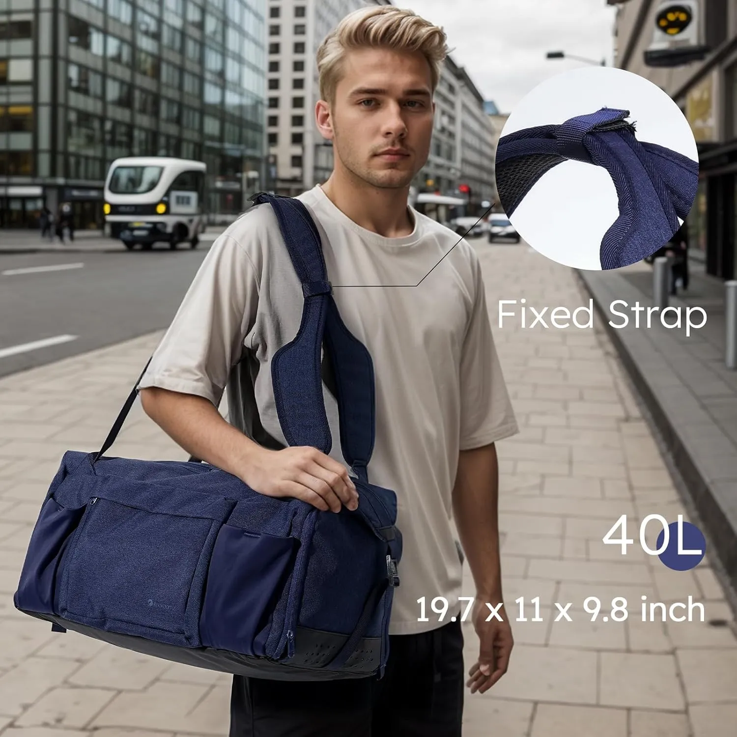 Gym Bag for Men with Shoes Compartment and Wet Pocket Convertible Duffle Bag and Gym Backpack Waterproof Sports Bags with 2 Bottle Holders Multipurpose Weekender Overnight Bag -Dark Blue