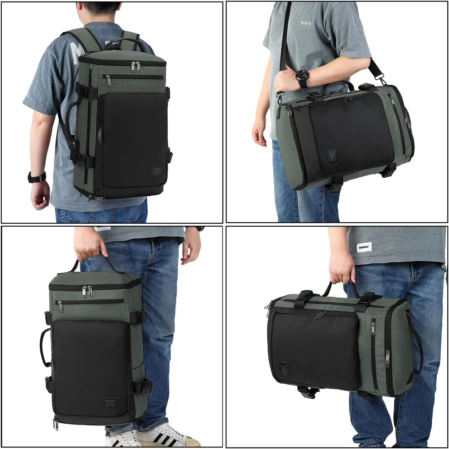 Gym Duffle Bag Backpack 4-Way Waterproof with Shoes Compartment for travel Sport Hiking laptop Business-Grey XL