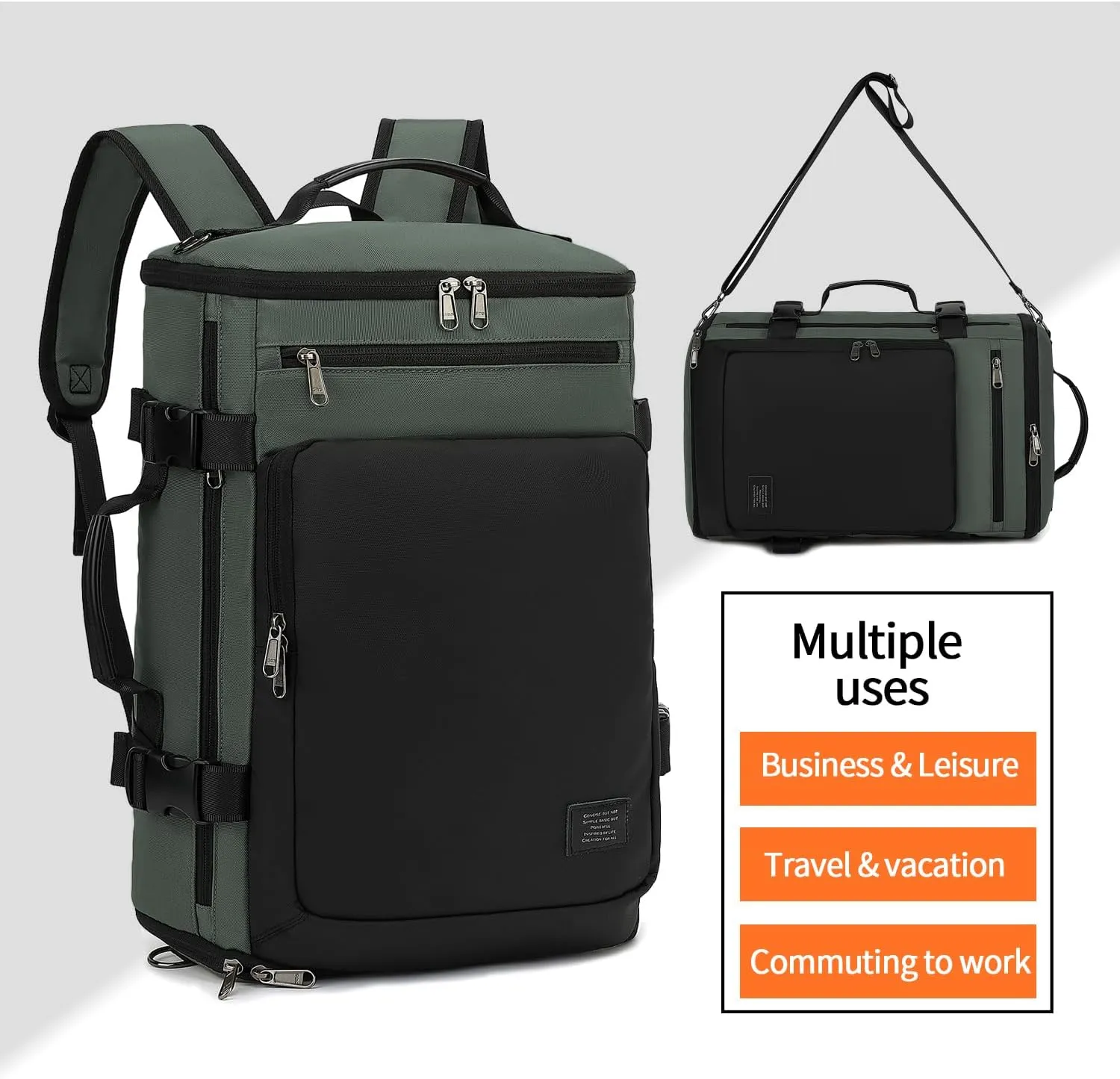 Gym Duffle Bag Backpack 4-Way Waterproof with Shoes Compartment for travel Sport Hiking laptop Business-Grey XL