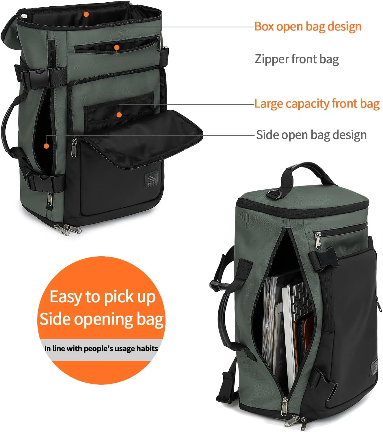 Gym Duffle Bag Backpack 4-Way Waterproof with Shoes Compartment for travel Sport Hiking laptop Business-Grey XL