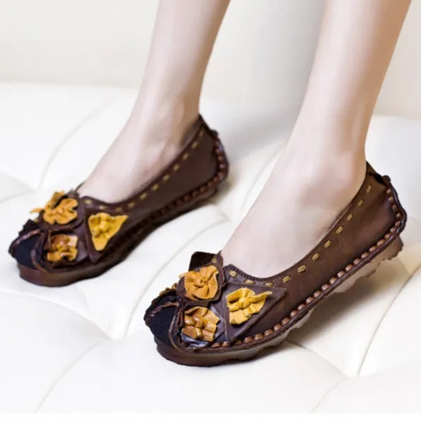 Handmade Ethnic Flowers Comfortable Retro Shoes Loafer