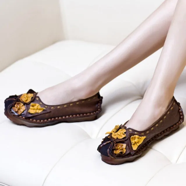 Handmade Ethnic Flowers Comfortable Retro Shoes Loafer