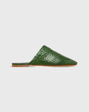 Handwoven Mule in Green Leather