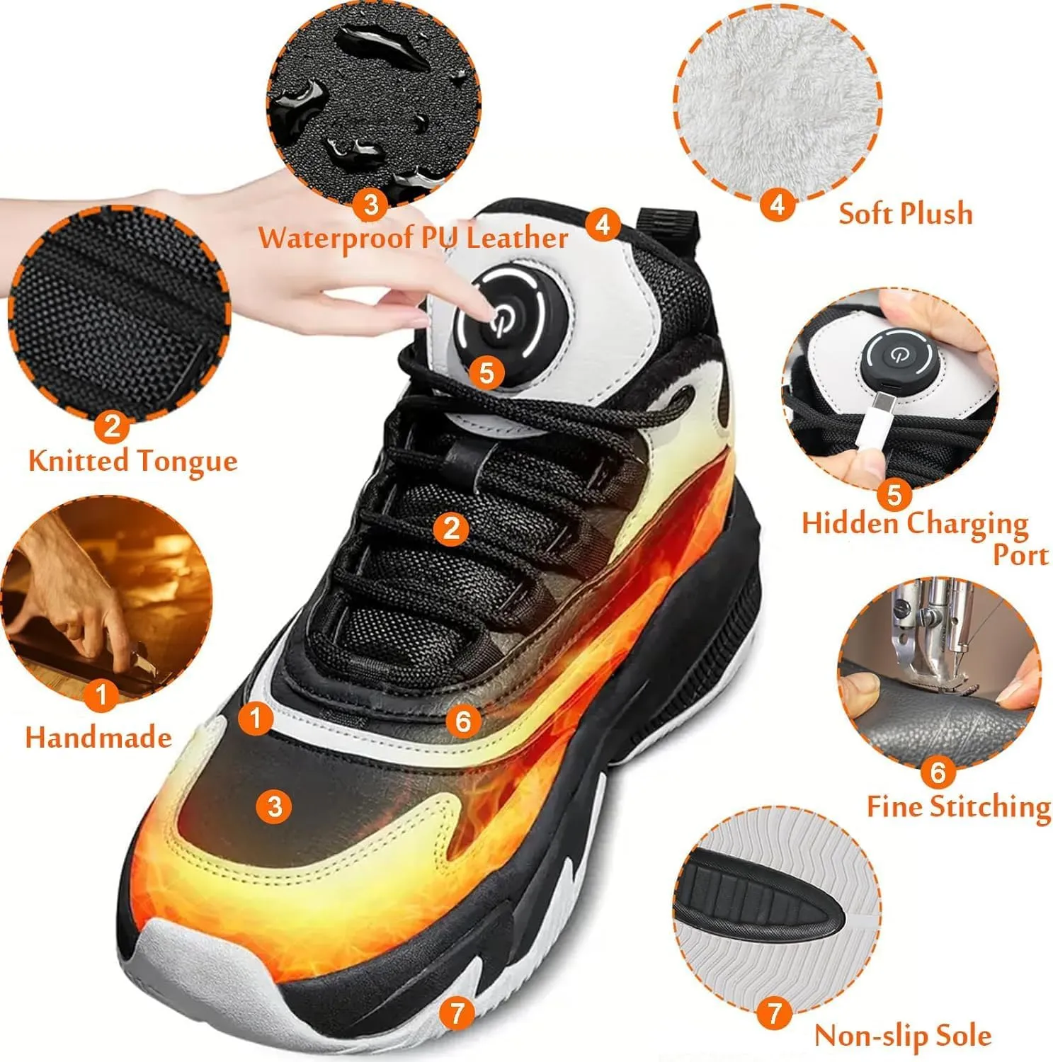 Heated Boots Men's Women's Rechargeable Electric Heating Boots Winter Waterproof Warm Snow Boots Foot Warmers