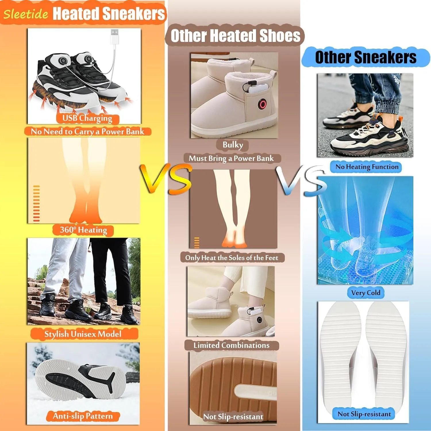 Heated Boots Men's Women's Rechargeable Electric Heating Boots Winter Waterproof Warm Snow Boots Foot Warmers