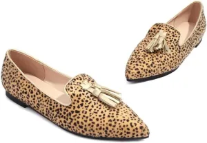 Hee grand Women's Tassel Slip on Loafer Flat Casual Pointed Toe Faux Suede Flat Shoes Comfort Ballerina Flats Women Dressy