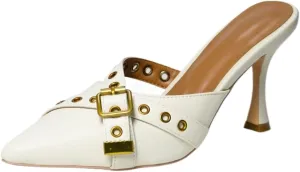 Heels for Women Pointed Closed Toe Dressy Bow Heel Vintage Heeled Mules Sexy Pointy Studded Slip On Stiletto Pump Shoes