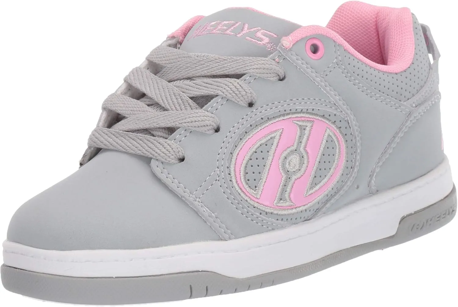 HEELYS Girl's Voyager Tennis Shoe, Grey/Light Pink, 3 Big Kid