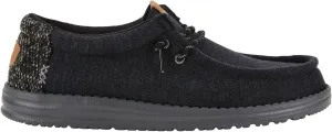 Hey Dude Wally Flex Knit Black/Charcoal Size 8, Men’s Shoes, Men's Slip-on Loafers, Comfortable & Light-Weight