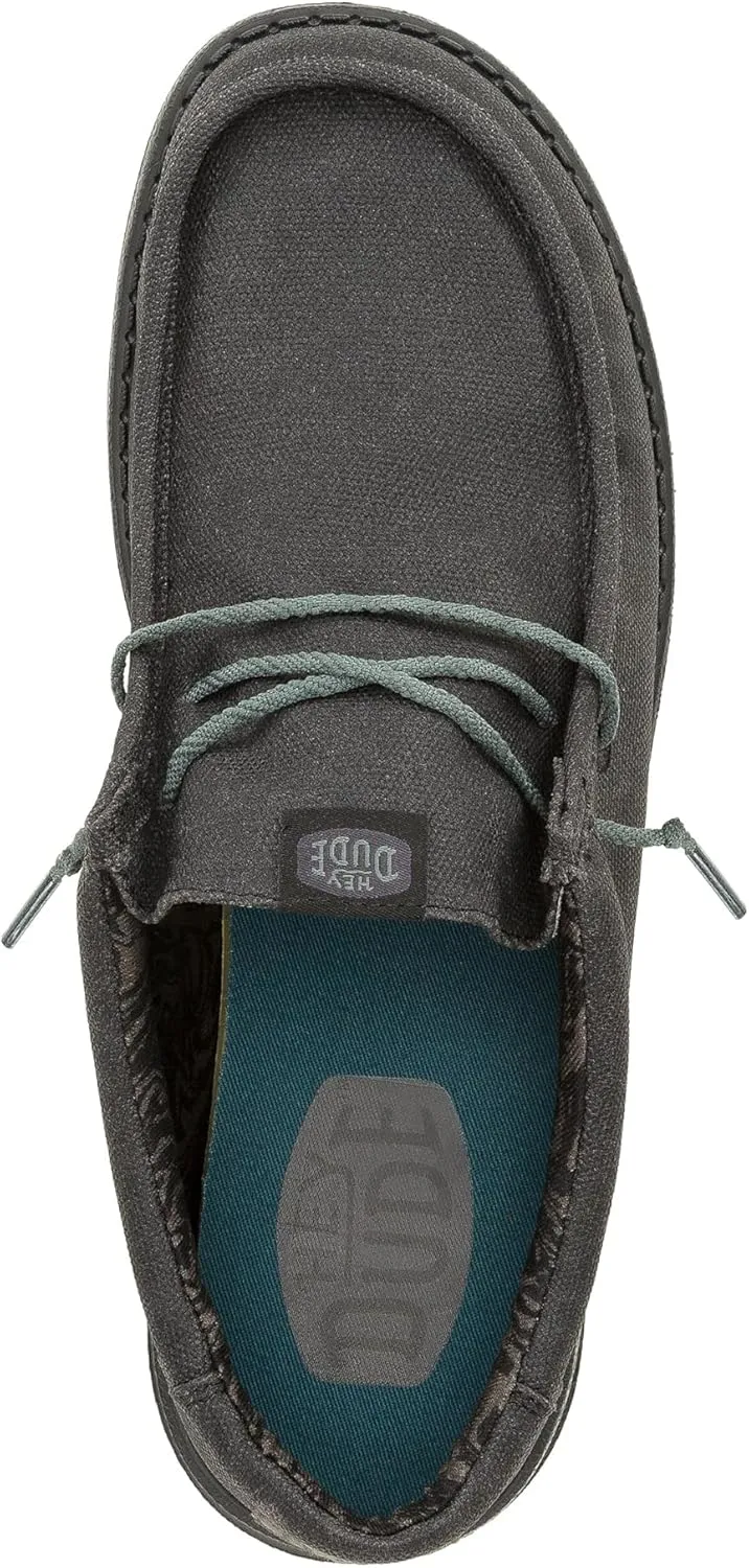 HEYDUDE Men's Wally Washed Canvas, Men’s Shoes, Slip-on Loafers, Comfortable & Light-Weight
