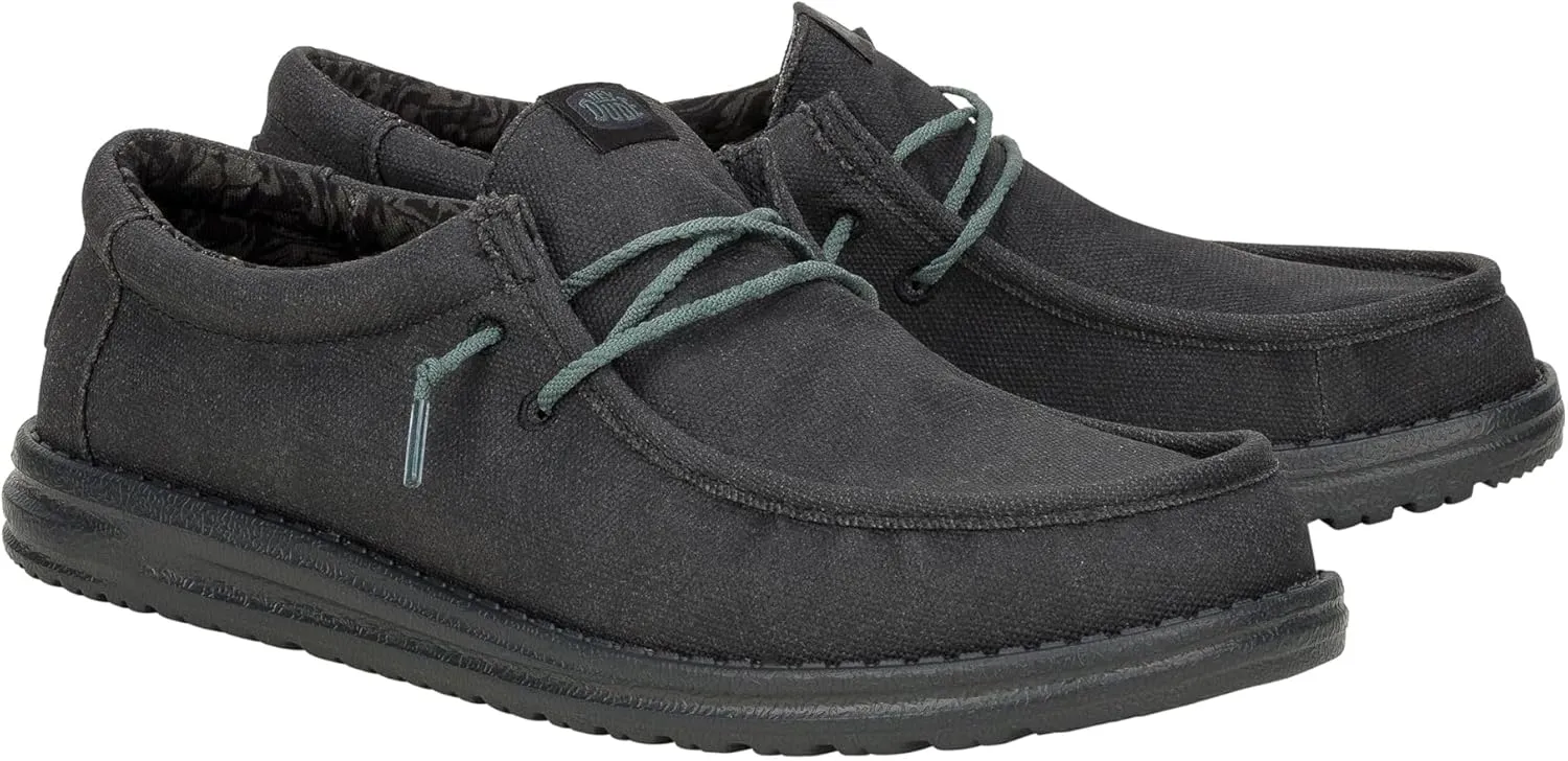HEYDUDE Men's Wally Washed Canvas, Men’s Shoes, Slip-on Loafers, Comfortable & Light-Weight