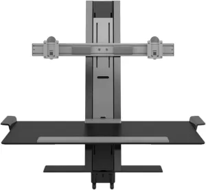 Humanscale QuickStand Heavy Mount with Large Platform and Crossbar Sit-to-Stand Workstation - Black