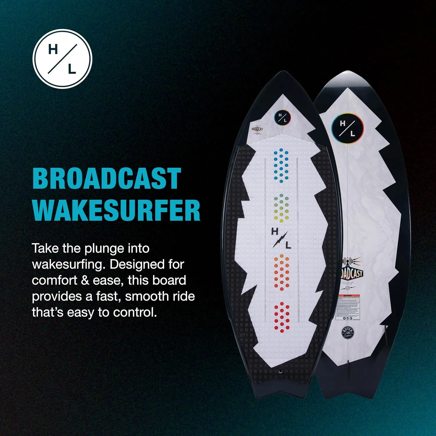Hyperlite Broadcast Wakesurfer - Wakesurf Board Endorsed by Shaun Murray - Great for All Wake Surfers, from Beginners to Intermediate Riders