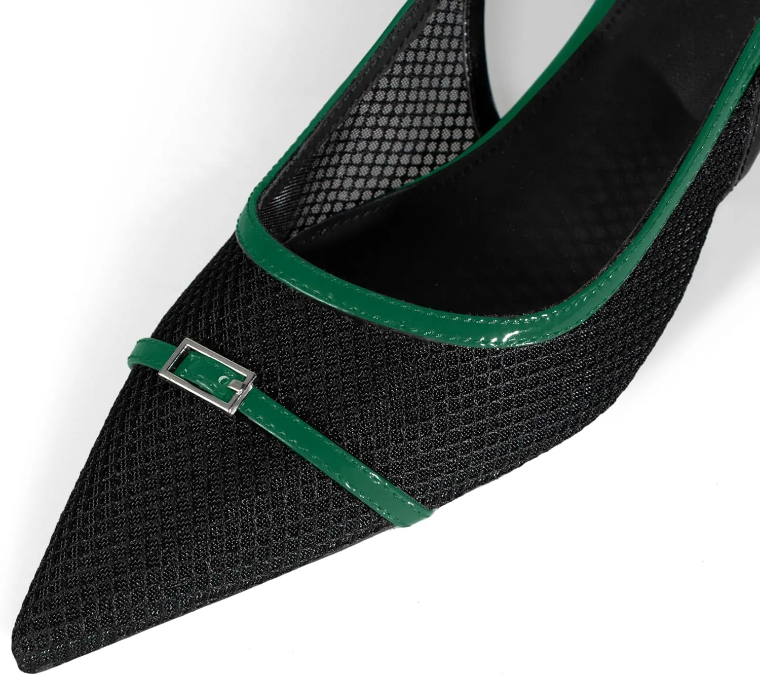 iadore Women Fashion Kitten Low Heel Shoes Chic Mesh Slingback with Buckle Pointed Toe Summer Daily Dress Work Pumps Size 5-12 US