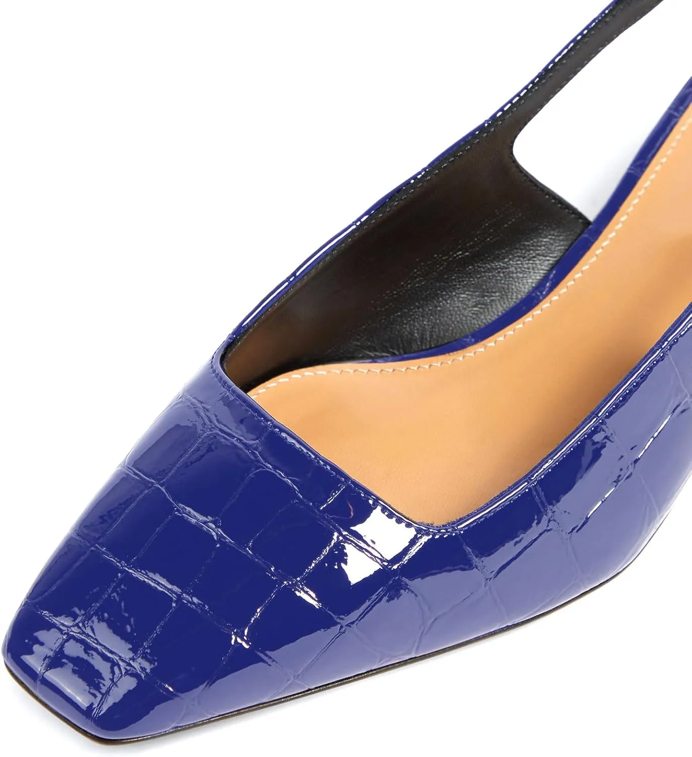 iadore Women Sexy Low Block Heel Shoes Fashion Patent Leather Crocodile Square Toe Slingback Summer Dress Pumps Size 5-12 US