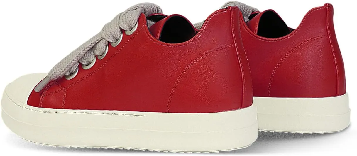 IMPREMEY Women's Low top Sneakers Fashion Thick Strap Leather Walking Shoes.