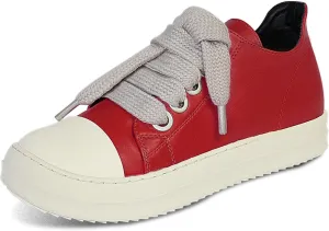 IMPREMEY Women's Low top Sneakers Fashion Thick Strap Leather Walking Shoes.