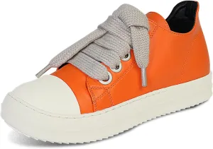 IMPREMEY Women's Low top Sneakers Fashion Thick Strap Leather Walking Shoes.