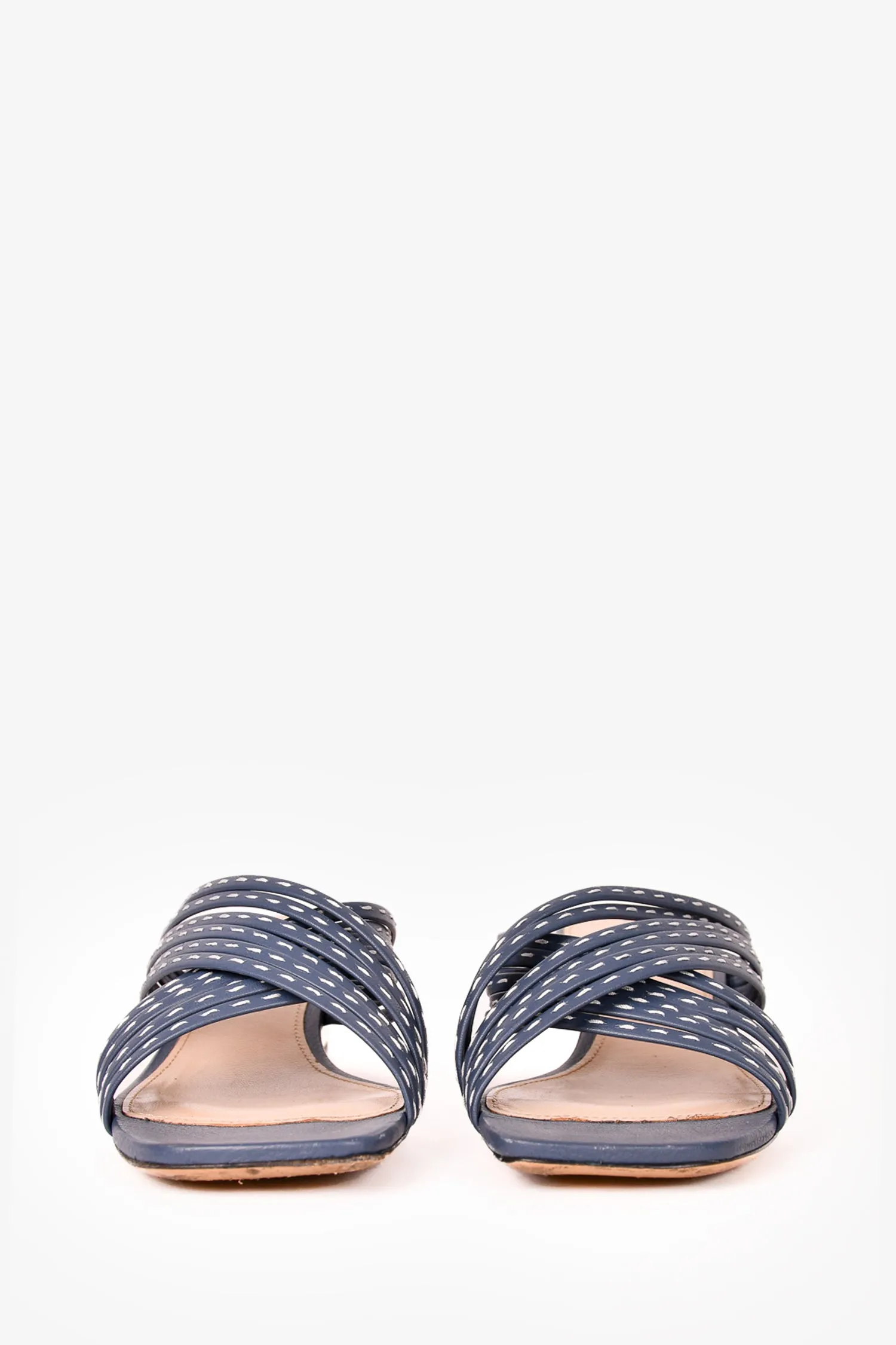 Jacquemus Blue Stitched Asymmetrical Mule Sandals Size 36