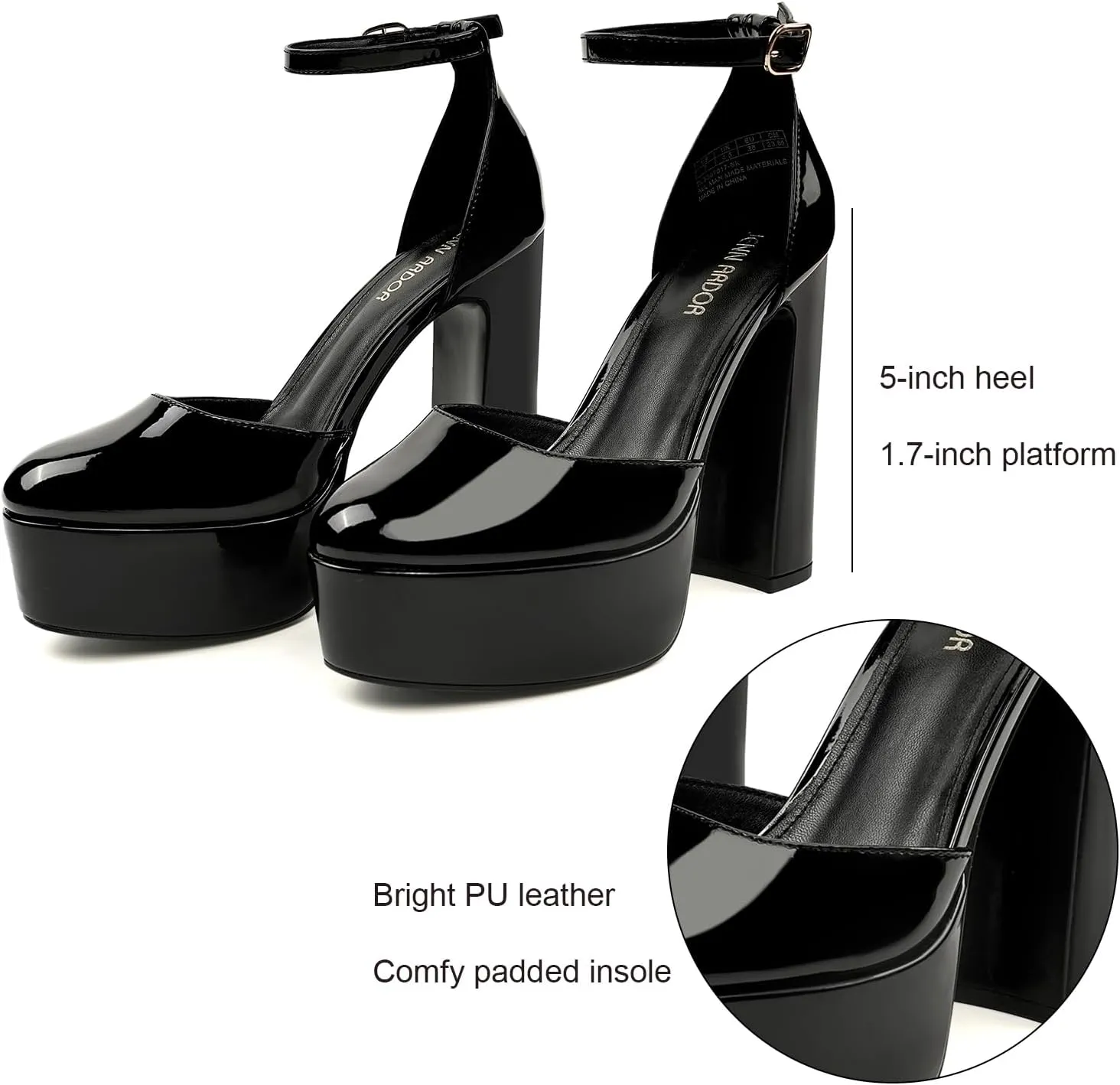 JENN ARDOR Women's Platform Heels Chunky High Heel Pumps Block Heels Ankle Strap Closed Toe for Dress Wedding Party Pumps