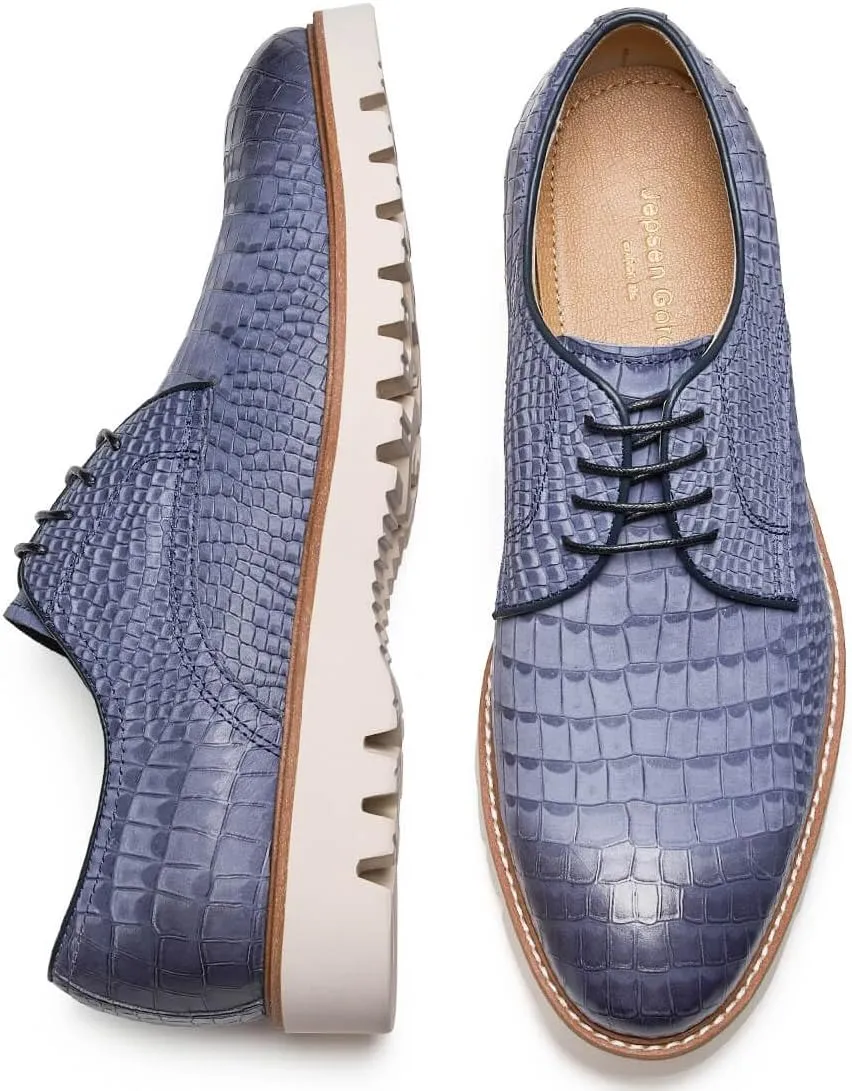 Jepsengord Men's Dress Shoes Genuine Italian Cowhide Leather Casual Oxford Derby Sneakers Comfortable Formal Shoes